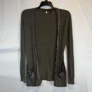 BKB Boutique Women's Small Long Sleeve Cardigan Sequin Details On Pocket Front